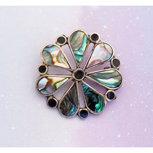 Vintage Colorful Abalone Brooch | Alpaca Mexico | J26